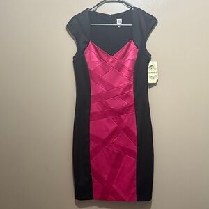 Signature by Sangria Pink and Black Mini Dress